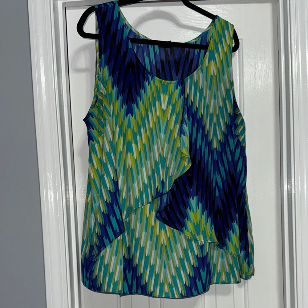 Worthington Blue and Green Patterned Sleveless Top